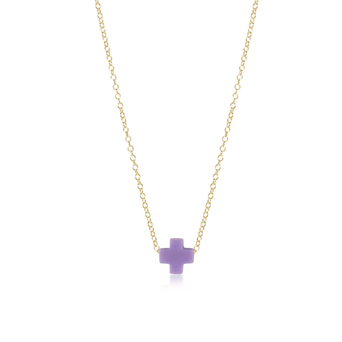 16" Necklace Gold - Signature Cross Purple