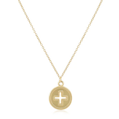 16" Necklace Gold- Signature Cross Gold Disc- Turquoise