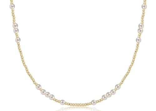 17"Choker Hope Unwritten 3mm Pearl Necklace