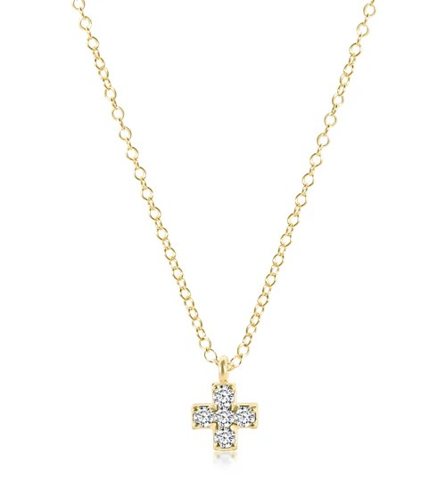 14kt Gold and Diamond Signature Cross Necklace