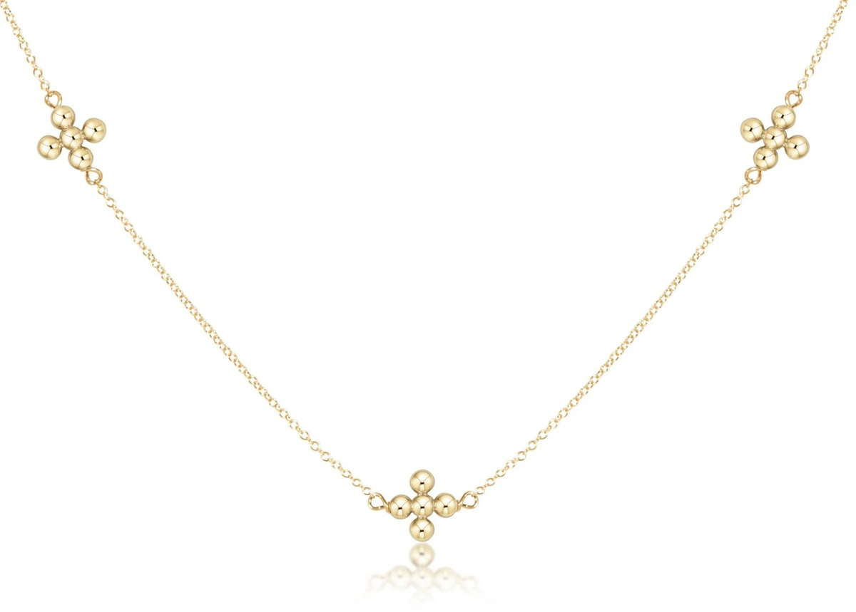 15" Choker Simplicity Chain Gold - Classic Beaded Signature Cross Gold