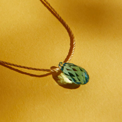 Aqua Silk Slider Necklace - Gold Filled