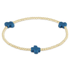 Signature Cross Gold Pattern 2mm Bead Bracelet - Cobalt