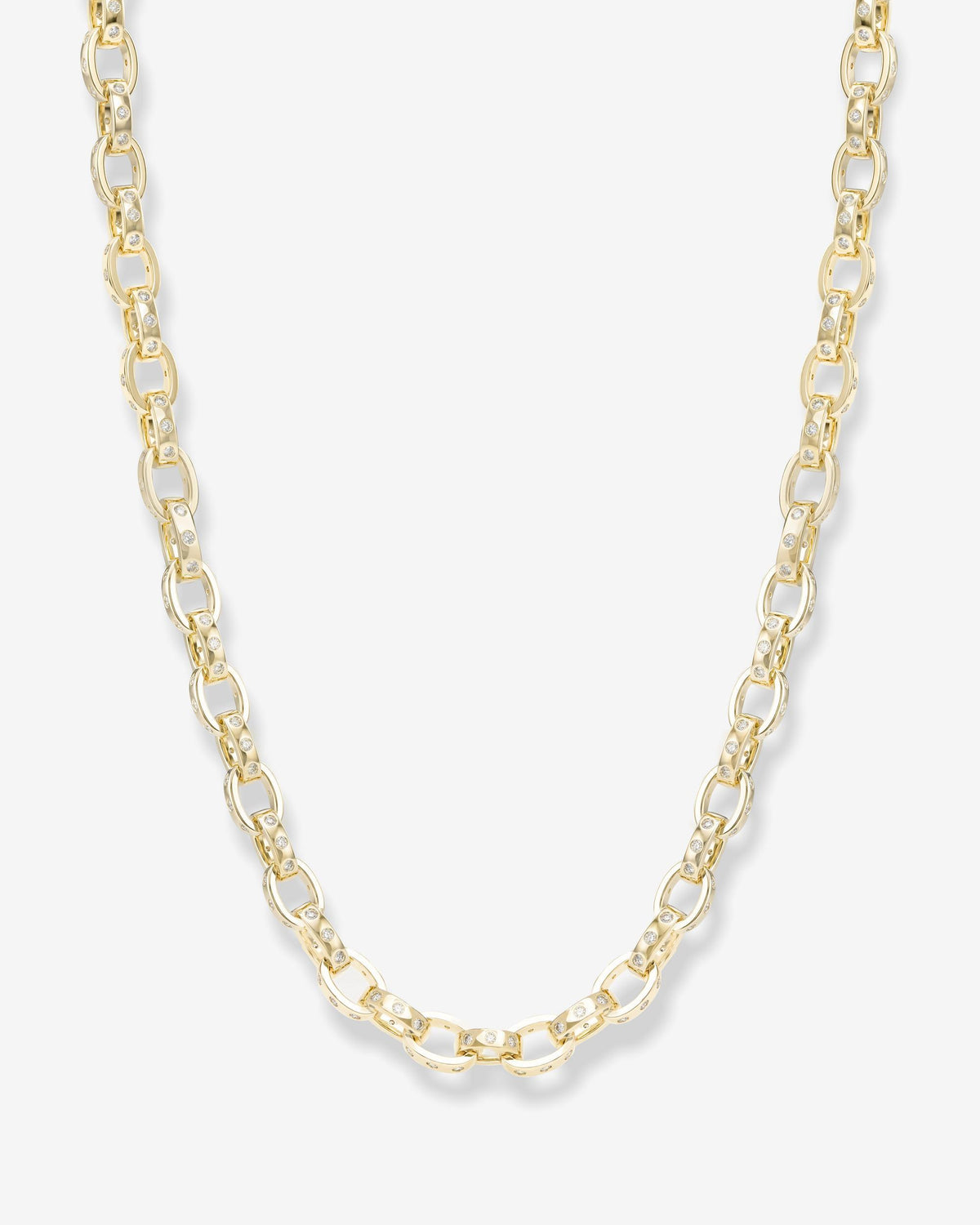 Ashley Chain Link Necklace 9mm Gold-White