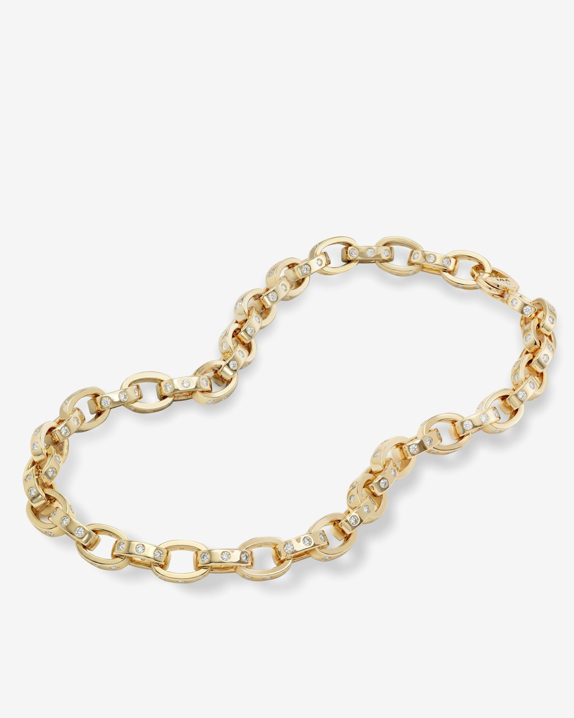 Ashley Chain Link Necklace 9mm Gold-White