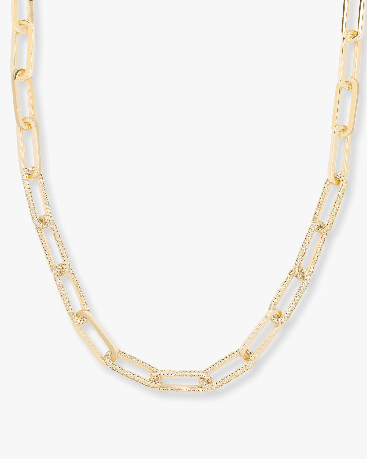 Carrie Chain Link  6.5 - Gold Pave
