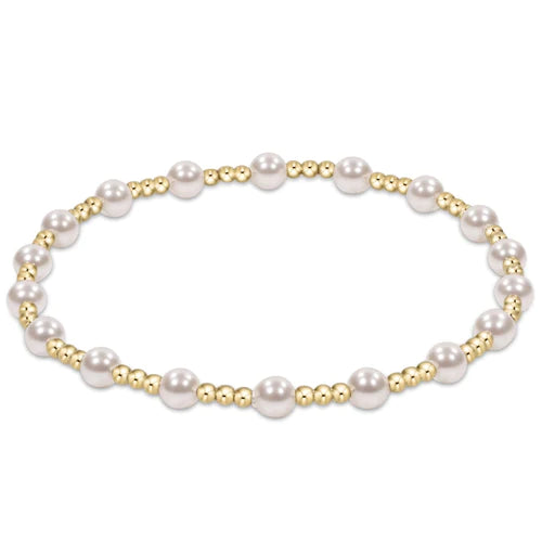 Classic Sincerity Pattern 4mm Bead Bracelet-Pearl