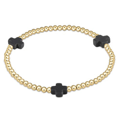 enewton Extends - Signature Cross Gold Pattern 3mm Bead Bracelet - Charcoal
