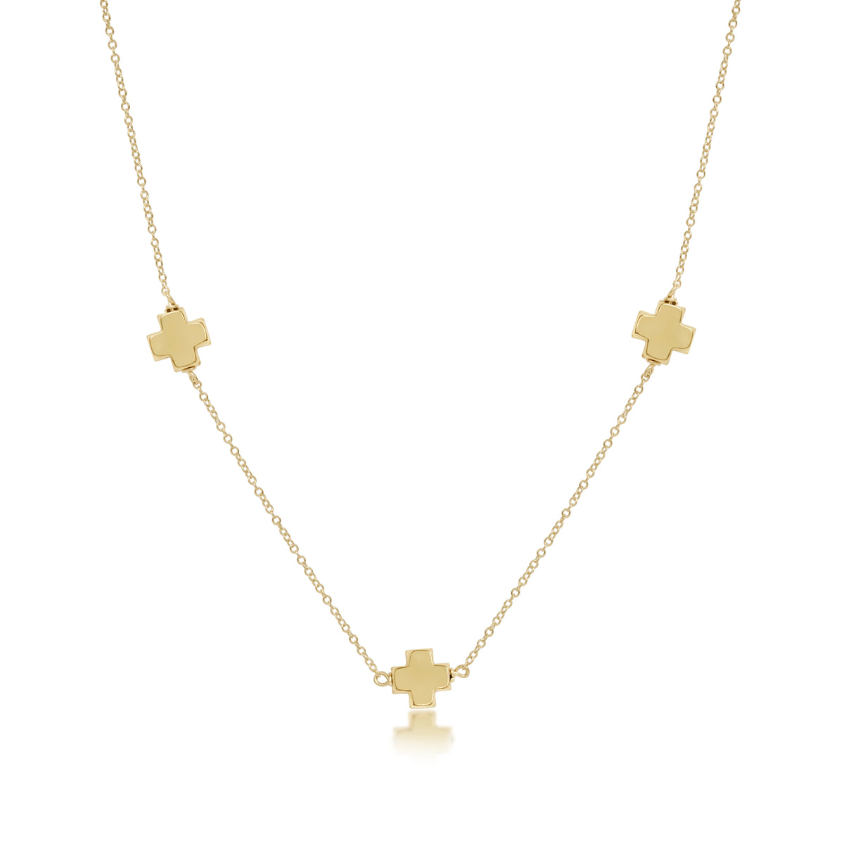 17" Choker Simplicity Chain Mixed Metal - Signature Cross Gold
