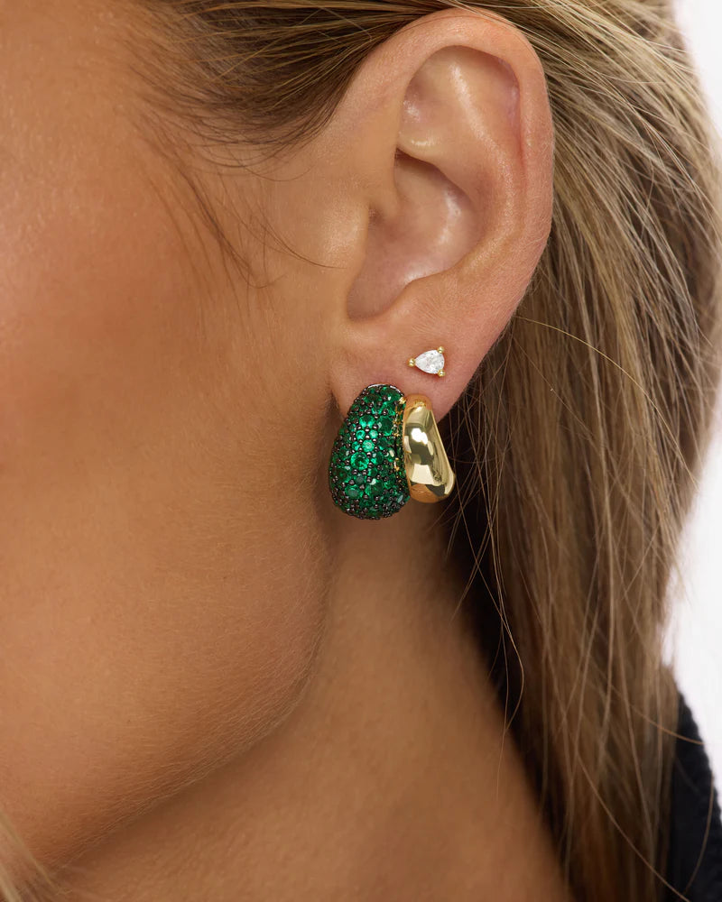 Norah Loves A Pave Double Hoop-Emerald