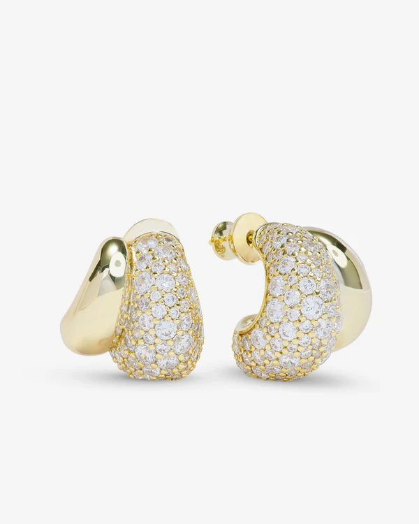 Norah Loves A Pave Double Hoop-Gold