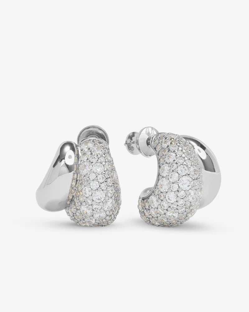 Norah Loves A Pave Double Hoop-Silver