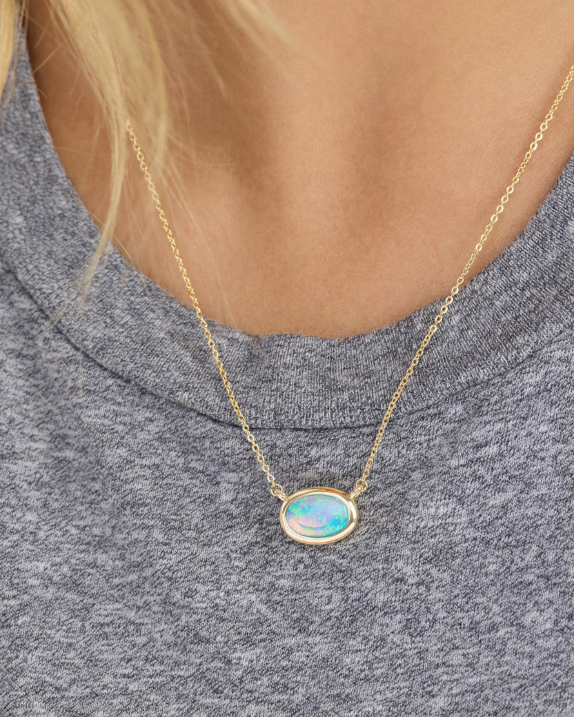 She's A Boss Pendant Necklace Gold-Opal
