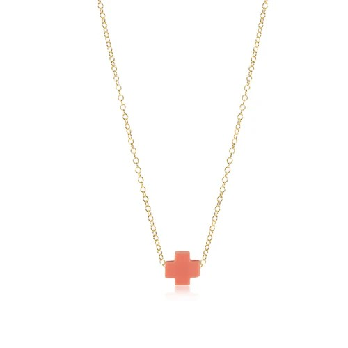 16" Necklace Gold - Signature Cross Coral