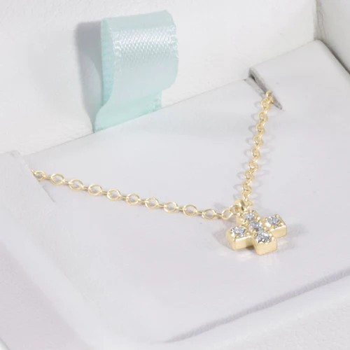 14kt Gold and Diamond Signature Cross Necklace