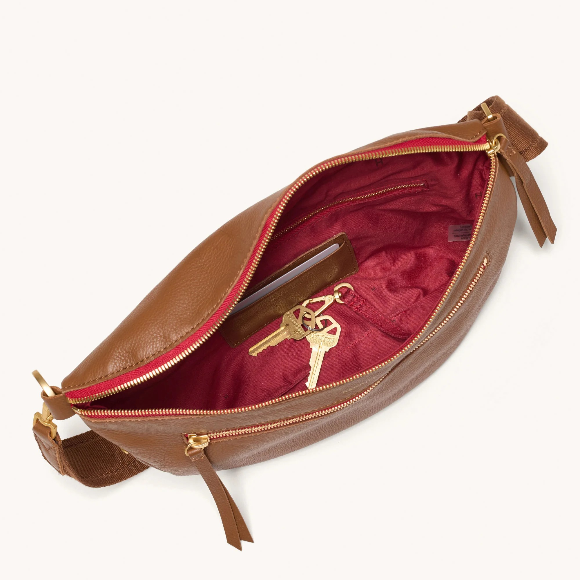 Charles Crossbody Lrg - Mahogany Pebble