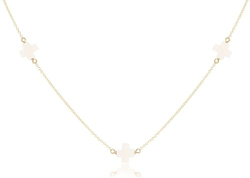 17" Choker Simplicity Chain Gold - Signature Cross Off-White