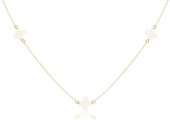 17" Choker Simplicity Chain Gold - Signature Cross Off-White